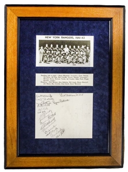 1941-42 New York Rangers Team Signed Framed Sheet